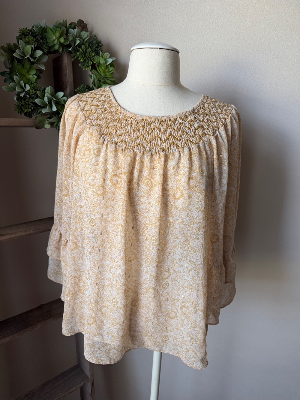 Lauren Conrad yellow/gold peasant blouse